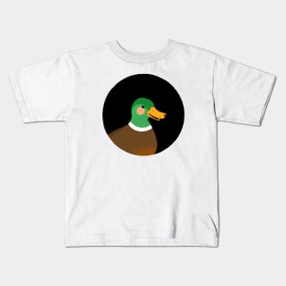 Green Mallard Duck in Circle Kids T-Shirt